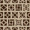 Old style square symmetry brown seamless pattern