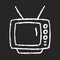 Old-style television chalk white icon on dark background
