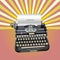 Old style typewriter on retro background