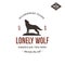 Old style wilderness label with wolf and typography elements. Vintage letterpress effect print. Prints of howling wolf