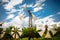 Old-style windmills used as touristic attrason Lasithi Plateau