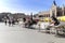 Old-styled horse carriage on main market square next to Cloth Ha