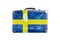 Old suitcase with the flag of Sweden. Isolated