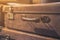 Old suitcase handle closeup - vintage suitcase