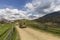 Old SUV on a rural road. Carpathians