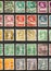 Old Swiss Tell  Stamps in  Rows in Stock Album