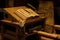 Old table with the ancient book