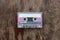 Old tape cassette, old or aged wood background. Ã„Â°solated casette