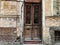 Old Tbilisi architecture, doors, window and exterior decor in summer day.