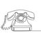 Old telephone one line drawing continuous design minimalism. Retro phone vector illustration. One of the first models of telephone
