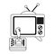 Old television with vintage videogame in black and white