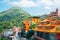 Old temple and street in Jiufen, Taiwan