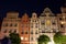 Old Tenement Houses at Night in Gdansk