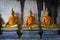 Old three Buddha statue in meditate posture