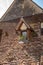 Old tiled roof of house in pilgrimage town of Rocamadour, Episcopal city and sanctuary of the Blessed Virgin Mary, Lot, Midi-Pyren