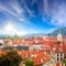 Old Tiles roofs in the center of city, Prague, Europe