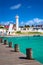 Old tilted and new lighthouses in Puerto Morelos