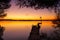 Old timber jetty at dawn framed by trees