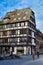Old timbered frame house residential buildings in historical city center of Strasbourg