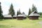 Old timbered village houses in open-air museum