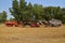 Old time Minneapolis steam engine and threshing machine