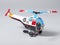 Old tin toy helicopter with a rotating propeller
