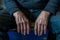 Old, tired , resting caucasian man hands close up shot