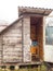 An old toilet wooden outhouse privy in the garden