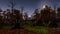 Old tombstone cross in creepy night forest