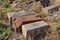 Old tombstones in the cemetery in Lusarat. Armenia