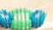 Old toothbrush bristles, macro photography.
