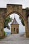 A old tower of Castle hohenzollern through the arch