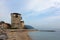 The old tower in Ouranoupoli village, Chalkidiki, Greece