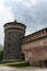 Old tower of the Sforza Castle in Milan, Italy