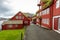 Old town of capital city of Torshavn. Typical houses with peat roof  grass roof . Faroes Islands. Denmark. Europe