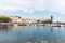 Old town of Collioure, France, a popular town on Mediterranean sea, view of the habor and church