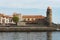 Old town of Collioure, France, a popular town on Mediterranean sea, view of the habor and church