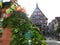 Old town with decorated fountains and imposing half-timbered house