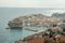 Old town of Dubrovnik, Croatia, seen from above with the Adriatic see in the background.