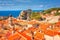 Old Town of Dubrovnik, red tiled roofs, historical cityscape, Croatia