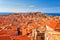 Old Town of Dubrovnik, red tiled roofs, historical cityscape, Croatia