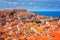 Old Town of Dubrovnik, red tiled roofs, historical cityscape, Croatia