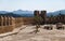 Old town fortification wall with towers