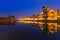 Old town of Gdansk with ancient crane at night