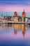 Old town in Gdansk and catwalk over Motlawa river