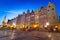 Old town of Gdansk with city hall at night