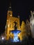 Old town of Gdansk with fountain and ancient town hall night, Poland