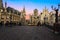 Old town of Ghent  in twilight, Belgium. Look from St. Michael bridge.  St. Nicholas church in the background