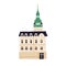 Old Town Hall in Brno. Ancient Czech building. European medieval architecture. Colored flat vector illustration of