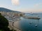 Old town and harbor of Bastia seen from the citadel at sunset. Corsica, France.